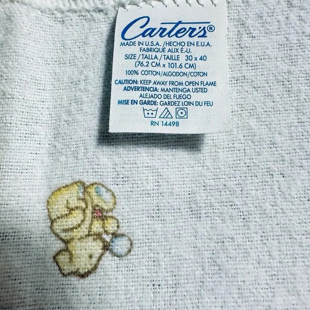 2 Carter’s Baby Receiving Blankets 100% Cotton 30x40 VTG Print Bears & Floral